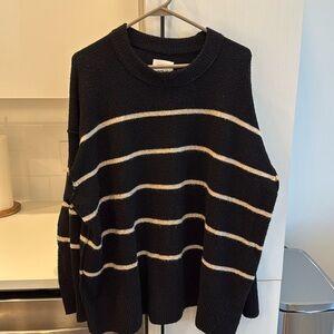 Aerie sweater size large black/cream striped. Super soft and cozy!